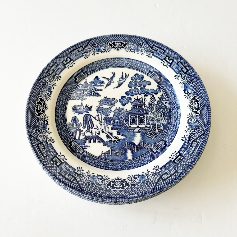 Churchill England Blue Willow Dinner Plates Set/4 10 1/4'' Lion Head Flow Blue - Picture 12 of 13